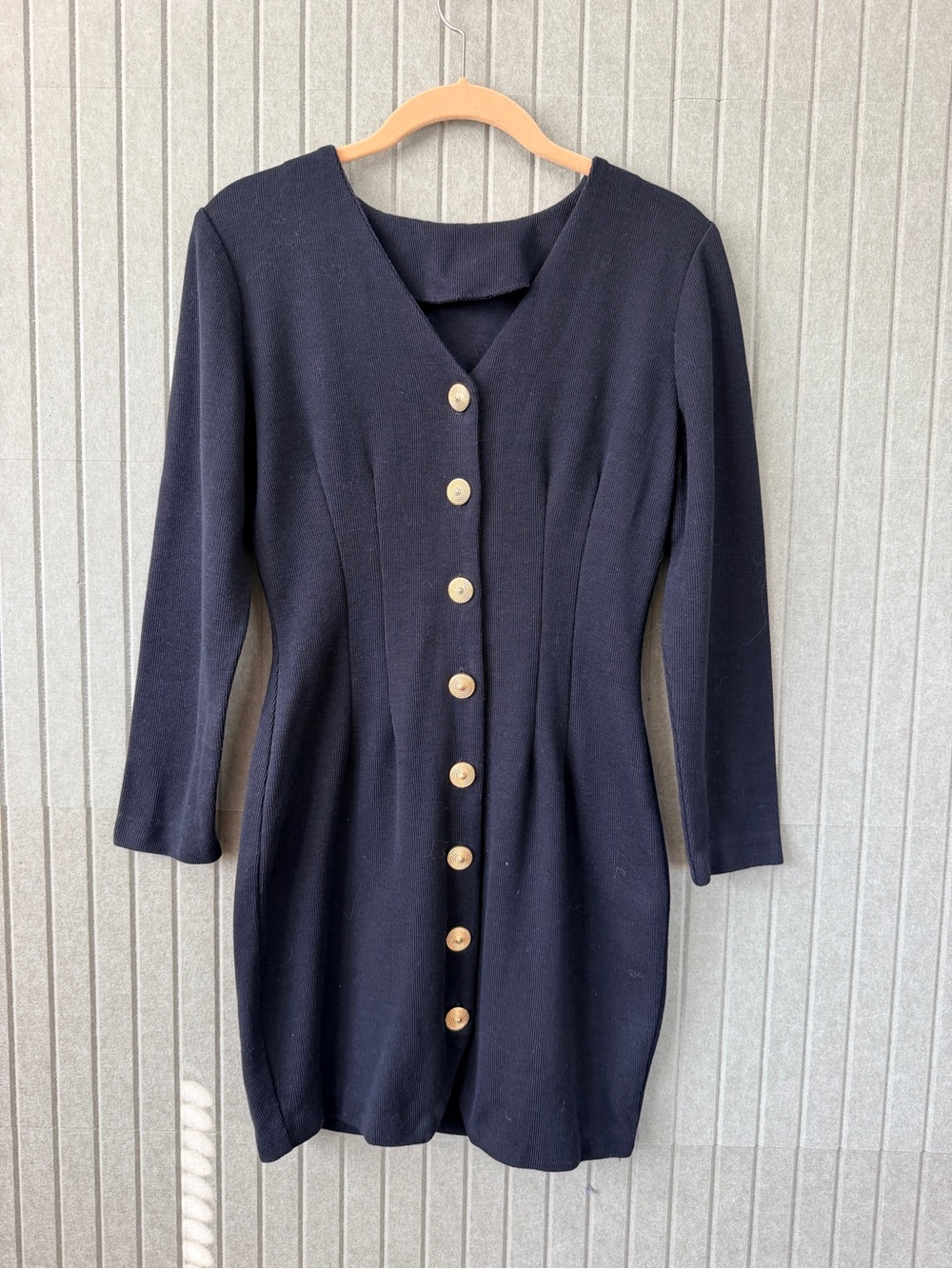 Vintage Classic Black Button-Front Women’s Mini Dress